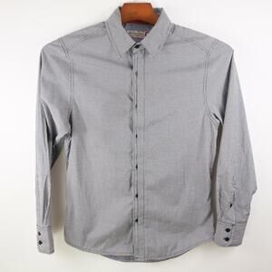 Sovereign Code Mens Button Up Black White Plaid Dress Shirt S